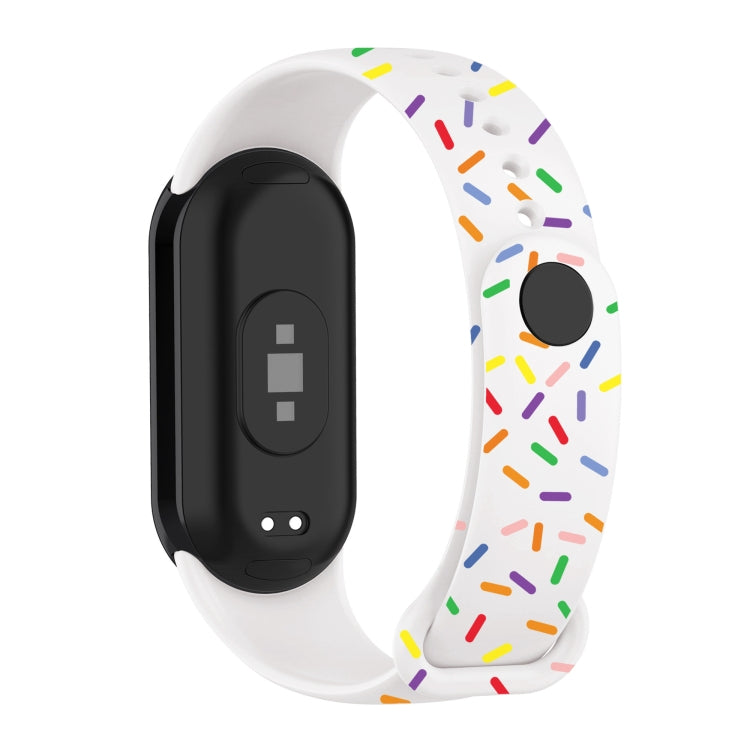 For Xiaomi Band 8 Sports Rainbow Dots Silicone Buckle Watch Band(White) - Watch Bands by PMC TechLife | Online Shopping South Africa | PMC TechLife