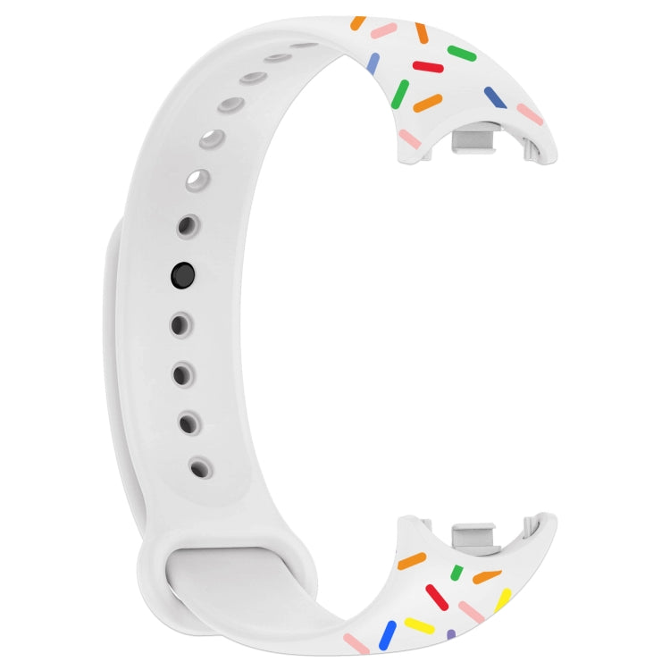 For Xiaomi Band 8 Sports Rainbow Dots Silicone Buckle Watch Band(White) - Watch Bands by PMC TechLife | Online Shopping South Africa | PMC TechLife