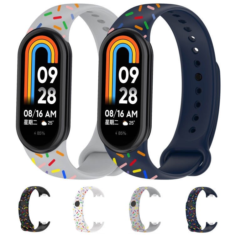 For Xiaomi Band 8 Sports Rainbow Dots Silicone Buckle Watch Band(Gray) - Watch Bands by PMC TechLife | Online Shopping South Africa | PMC TechLife | Buy Now Pay Later Mobicred
