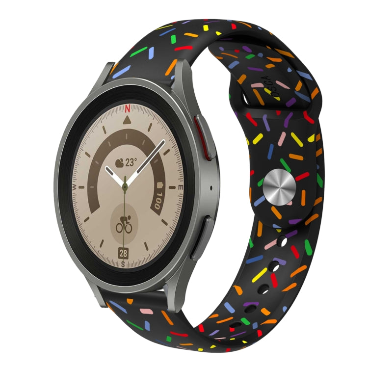 For Samsung Galaxy Watch 5 40 / 44mm Sports Rainbow Dots Silicone Buckle Watch Band(Black) - Watch Bands by PMC TechLife | Online Shopping South Africa | PMC TechLife