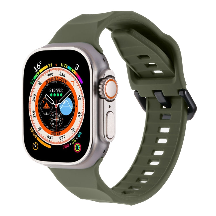 For Apple Watch Ultra 49mm Ripple Silicone Sports Watch Band(Dark Green) - Watch Bands by PMC TechLife | Online Shopping South Africa | PMC TechLife