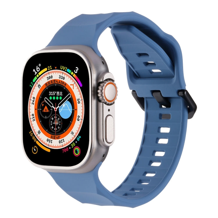 For Apple Watch Ultra 49mm Ripple Silicone Sports Watch Band(Light Blue) - Watch Bands by PMC TechLife | Online Shopping South Africa | PMC TechLife