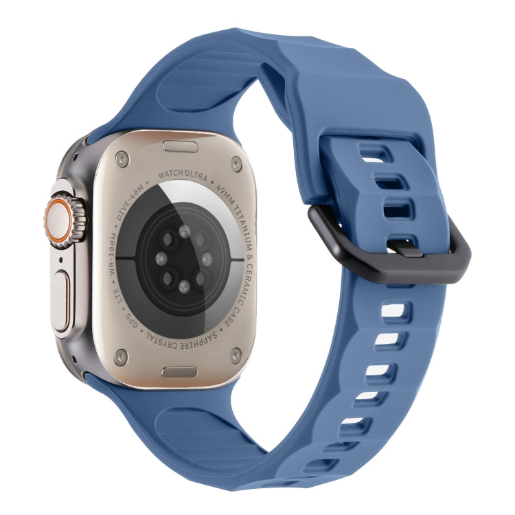 For Apple Watch Ultra 49mm Ripple Silicone Sports Watch Band(Light Blue) - Watch Bands by PMC TechLife | Online Shopping South Africa | PMC TechLife