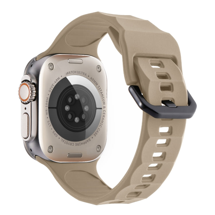 For Apple Watch 8 45mm Ripple Silicone Sports Watch Band(Brown) - Watch Bands by PMC TechLife | Online Shopping South Africa | PMC TechLife
