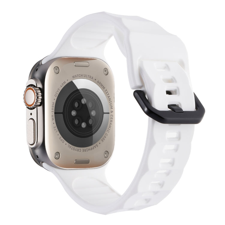 For Apple Watch SE 2022 44mm Ripple Silicone Sports Watch Band(White) - Watch Bands by PMC TechLife | Online Shopping South Africa | PMC TechLife