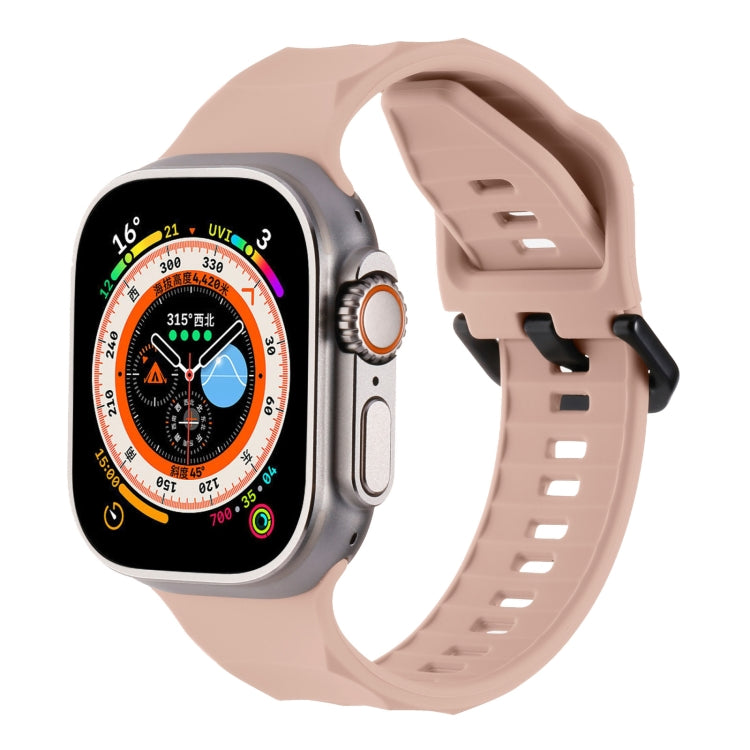 For Apple Watch SE 2022 44mm Ripple Silicone Sports Watch Band(Pink) - Watch Bands by PMC TechLife | Online Shopping South Africa | PMC TechLife