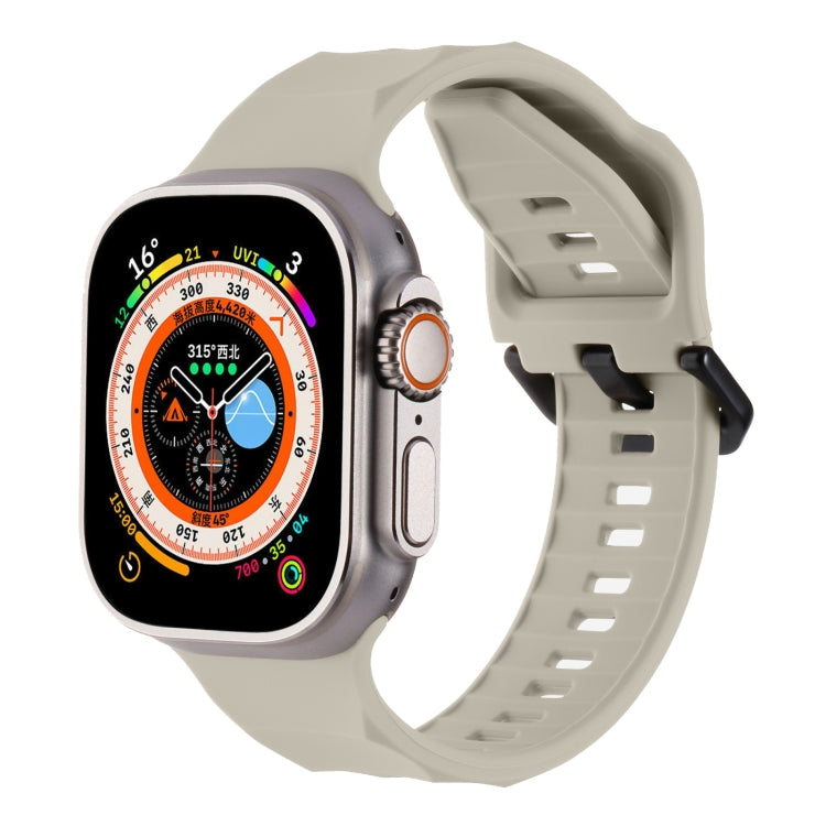 For Apple Watch SE 2022 44mm Ripple Silicone Sports Watch Band(Starlight) - Watch Bands by PMC TechLife | Online Shopping South Africa | PMC TechLife