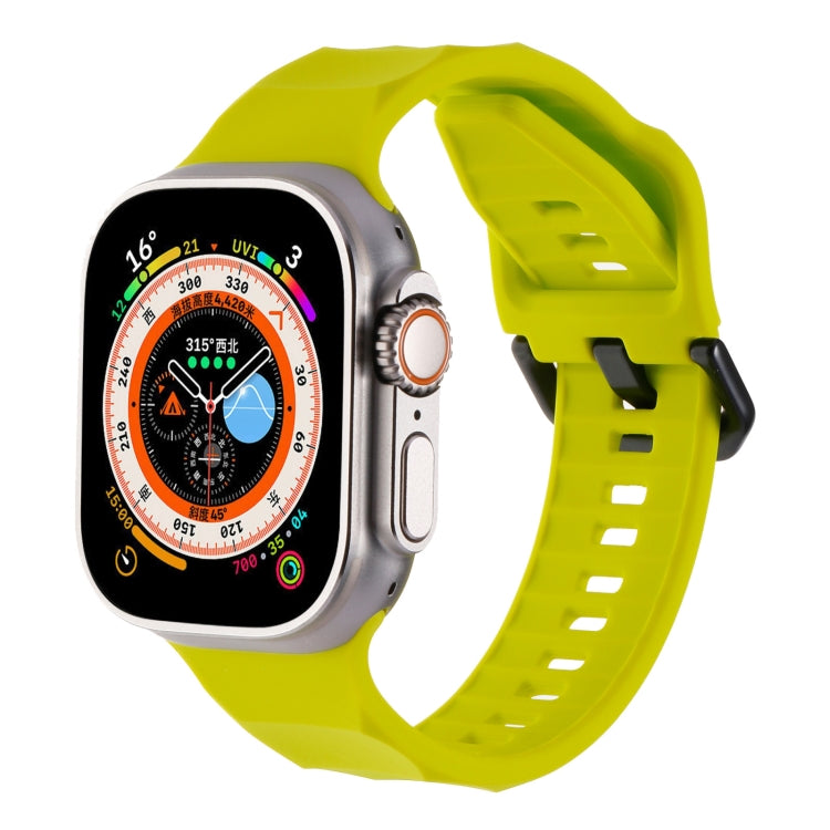 For Apple Watch SE 2022 44mm Ripple Silicone Sports Watch Band(Fluorescent Green) - Watch Bands by PMC TechLife | Online Shopping South Africa | PMC TechLife