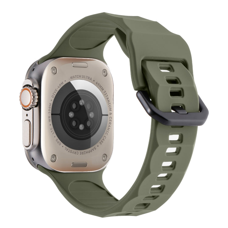 For Apple Watch 7 45mm Ripple Silicone Sports Watch Band(Dark Green) - Watch Bands by PMC TechLife | Online Shopping South Africa | PMC TechLife