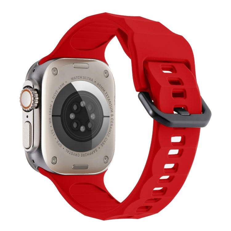 For Apple Watch 7 45mm Ripple Silicone Sports Watch Band(Red) - Watch Bands by PMC TechLife | Online Shopping South Africa | PMC TechLife