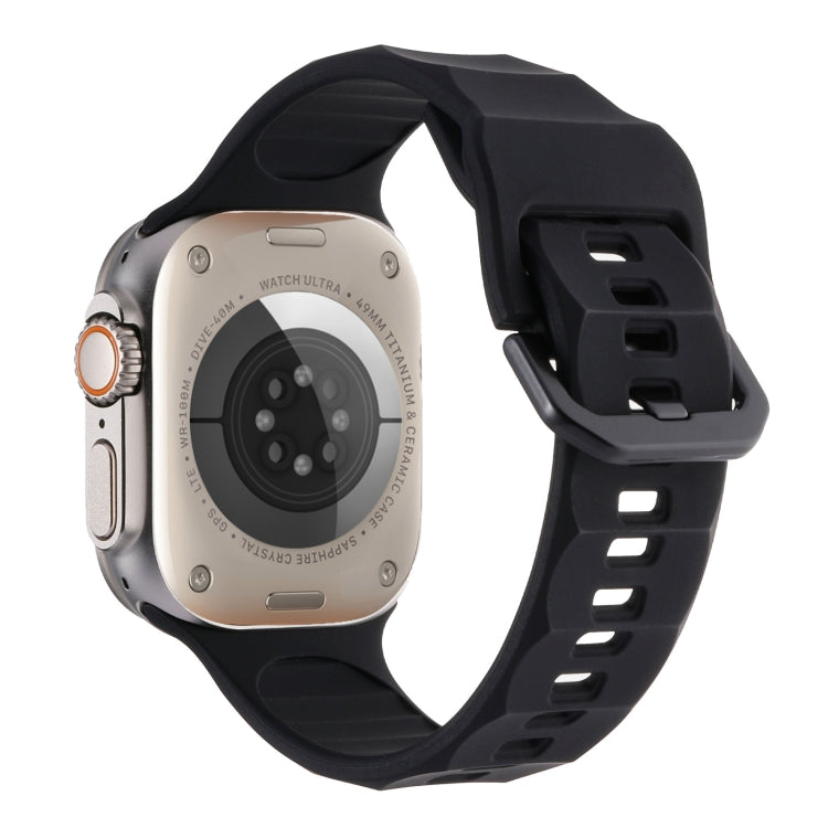 For Apple Watch SE 44mm Ripple Silicone Sports Watch Band(Black) - Watch Bands by PMC TechLife | Online Shopping South Africa | PMC TechLife