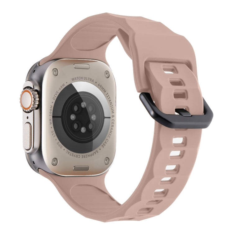 For Apple Watch 5 44mm Ripple Silicone Sports Watch Band(Pink) - Watch Bands by PMC TechLife | Online Shopping South Africa | PMC TechLife