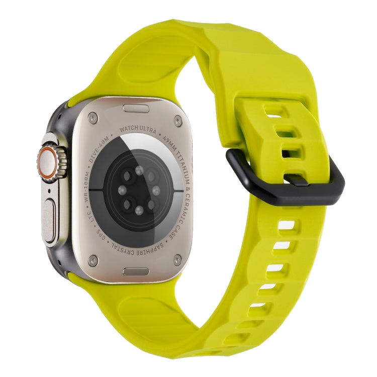 For Apple Watch 5 44mm Ripple Silicone Sports Watch Band(Fluorescent Green) - Watch Bands by PMC TechLife | Online Shopping South Africa | PMC TechLife