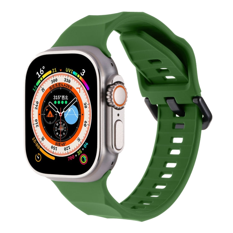 For Apple Watch 4 44mm Ripple Silicone Sports Watch Band(Army Green) - Watch Bands by PMC TechLife | Online Shopping South Africa | PMC TechLife