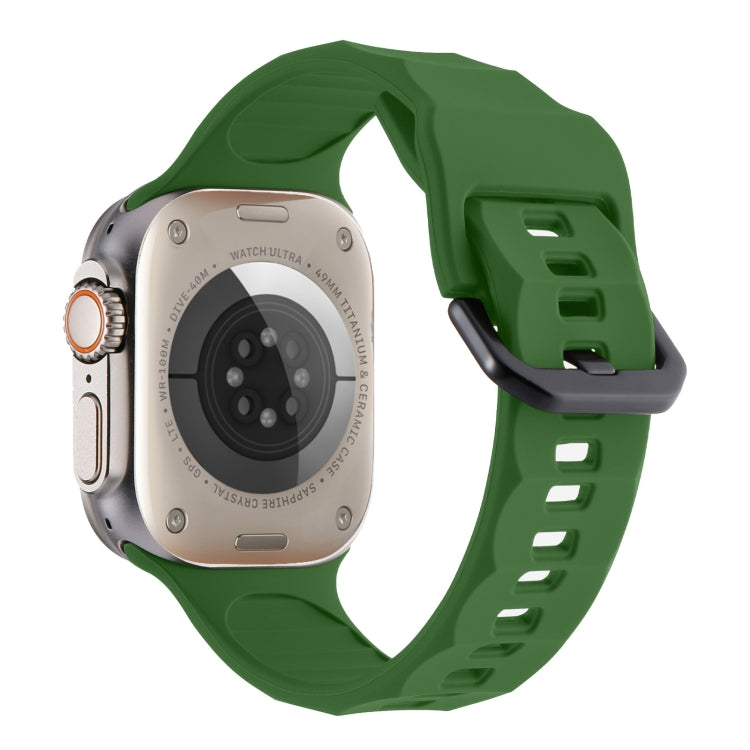 For Apple Watch 4 44mm Ripple Silicone Sports Watch Band(Army Green) - Watch Bands by PMC TechLife | Online Shopping South Africa | PMC TechLife