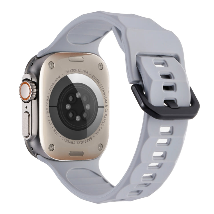 For Apple Watch 4 44mm Ripple Silicone Sports Watch Band(Light Grey) - Watch Bands by PMC TechLife | Online Shopping South Africa | PMC TechLife