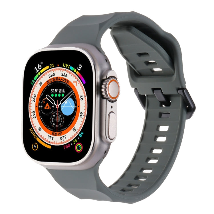 For Apple Watch 3 42mm Ripple Silicone Sports Watch Band(Dark Grey) - Watch Bands by PMC TechLife | Online Shopping South Africa | PMC TechLife