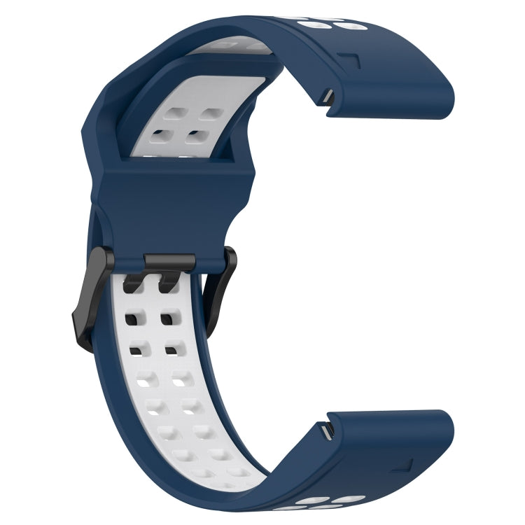 For Garmin Epix Pro 47mm 22mm Two-Color Reverse Buckle Silicone Watch Band(Blue+White) - Watch Bands by PMC TechLife | Online Shopping South Africa | PMC TechLife