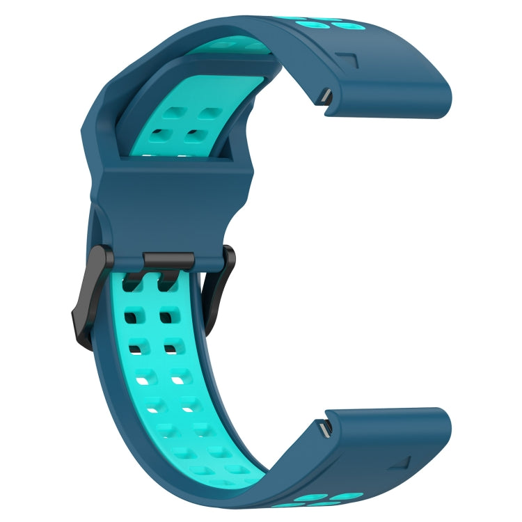 For Garmin Fenix 6 22mm Two-Color Reverse Buckle Silicone Watch Band(Blue+Teal) - Watch Bands by PMC TechLife | Online Shopping South Africa | PMC TechLife