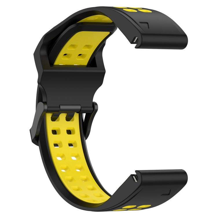 For Garmin Descent G1 22mm Two-Color Reverse Buckle Silicone Watch Band(Black+Yellow) - Watch Bands by PMC TechLife | Online Shopping South Africa | PMC TechLife