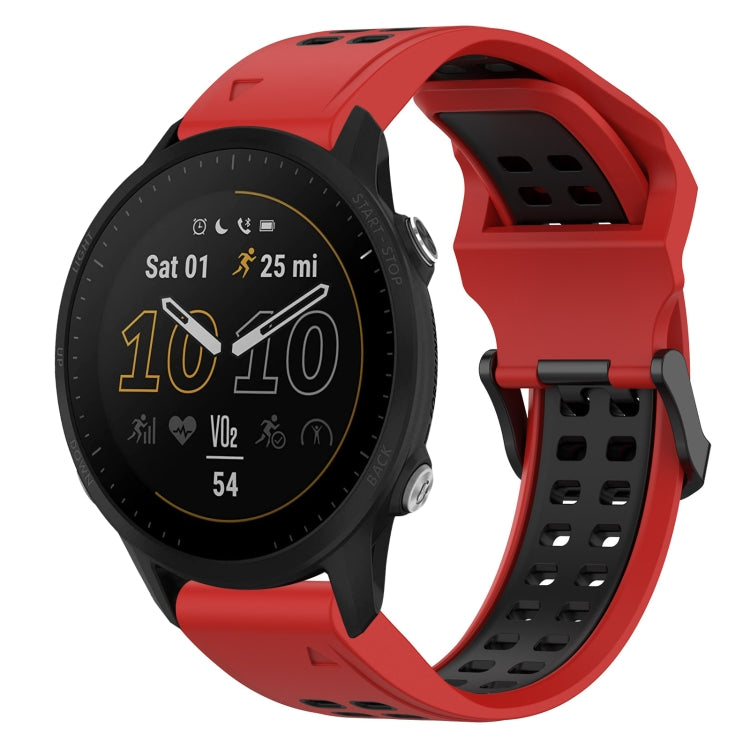 For Garmin Forerunner 955 22mm Two-Color Reverse Buckle Silicone Watch Band(Red+Black) - Watch Bands by PMC TechLife | Online Shopping South Africa | PMC TechLife