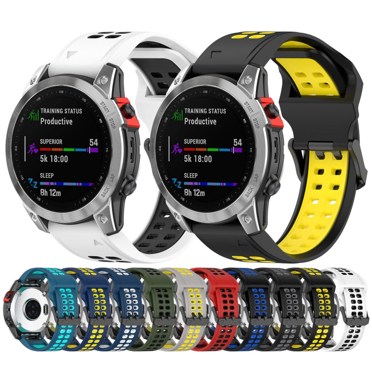 For Garmin Fenix 5 22mm Two-Color Reverse Buckle Silicone Watch Band(Blue+Teal) - Watch Bands by PMC TechLife | Online Shopping South Africa | PMC TechLife