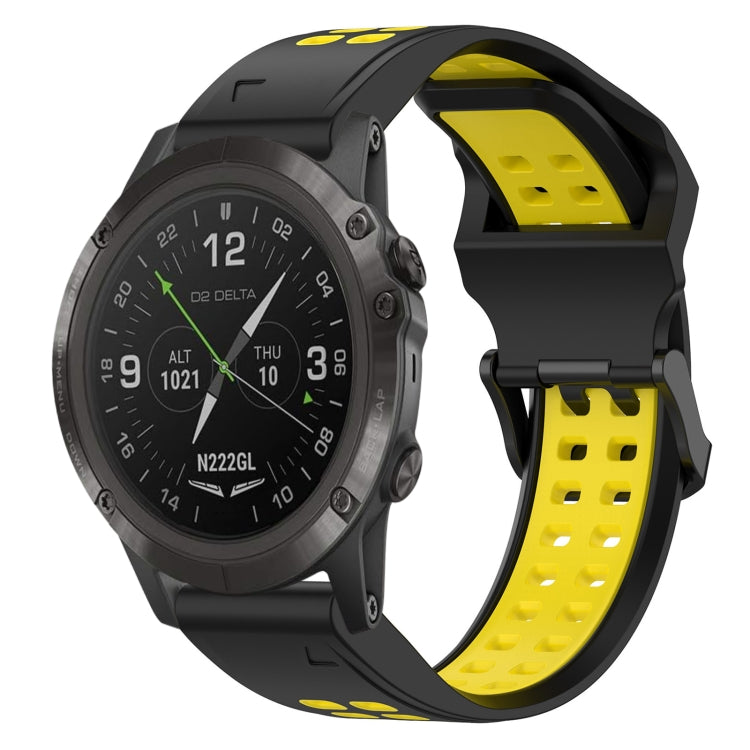 For Garmin D2 Delta PX 26mm Two-Color Reverse Buckle Silicone Watch Band(Black+Yellow) - Watch Bands by PMC TechLife | Online Shopping South Africa | PMC TechLife
