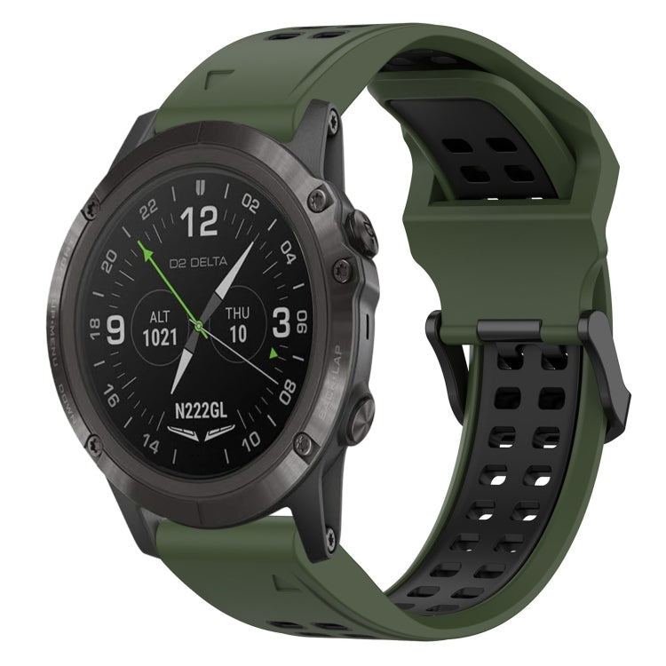 For Garmin D2 Delta PX 26mm Two-Color Reverse Buckle Silicone Watch Band(Army Green+Black) - Watch Bands by PMC TechLife | Online Shopping South Africa | PMC TechLife
