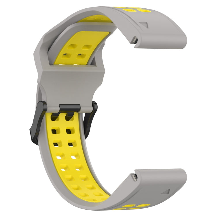 For Garmin Tactix 7 Pro 26mm Two-Color Reverse Buckle Silicone Watch Band(Grey+Yellow) - Watch Bands by PMC TechLife | Online Shopping South Africa | PMC TechLife
