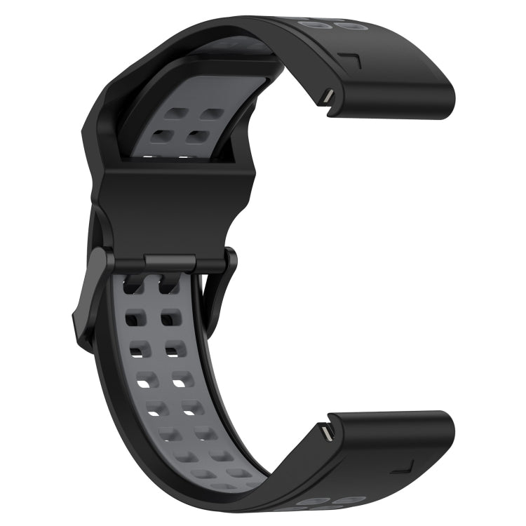 For Garmin Fenix 6X 26mm Two-Color Reverse Buckle Silicone Watch Band(Black+Grey) - Watch Bands by PMC TechLife | Online Shopping South Africa | PMC TechLife