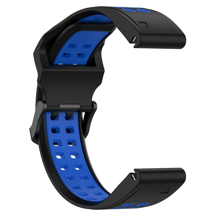 For Garmin Fenix 5X Plus 26mm Two-Color Reverse Buckle Silicone Watch Band(Black+Blue) - Watch Bands by PMC TechLife | Online Shopping South Africa | PMC TechLife