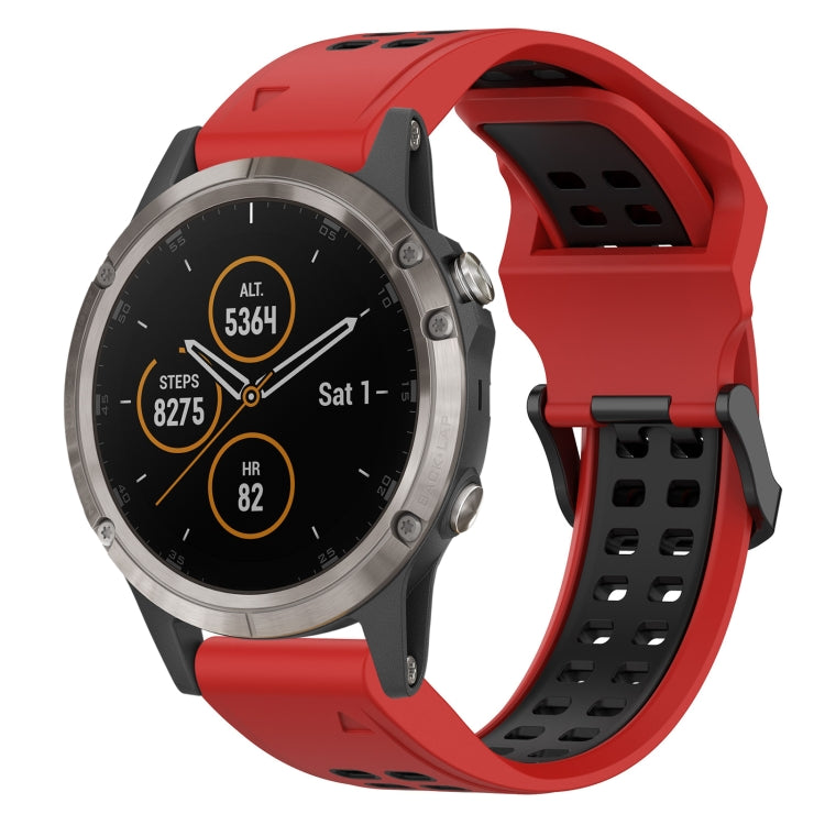 For Garmin Fenix 5X Plus 26mm Two-Color Reverse Buckle Silicone Watch Band(Red+Black) - Watch Bands by PMC TechLife | Online Shopping South Africa | PMC TechLife