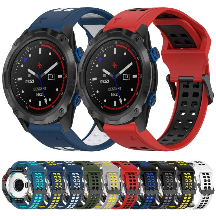 For Garmin Fenix 6X Pro 26mm Two-Color Reverse Buckle Silicone Watch Band(Blue+Teal) - Watch Bands by PMC TechLife | Online Shopping South Africa | PMC TechLife