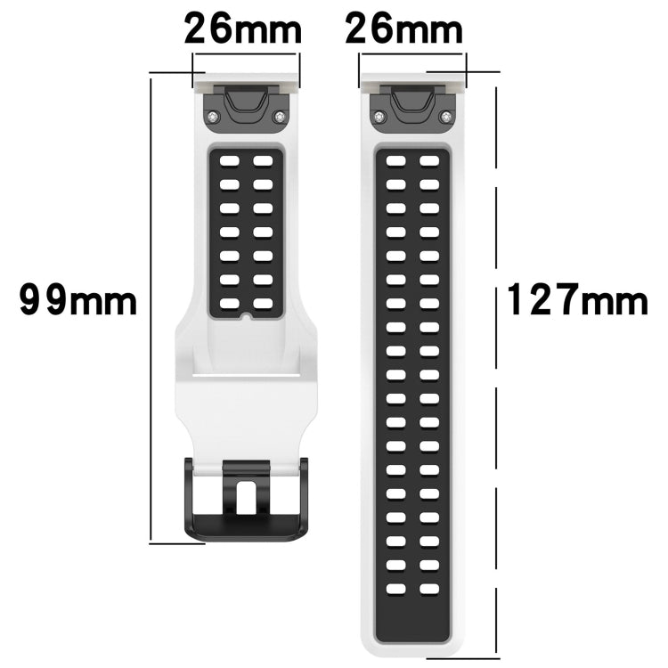 For Garmin Epix Pro 51mm 26mm Two-Color Reverse Buckle Silicone Watch Band(White+Black) - Watch Bands by PMC TechLife | Online Shopping South Africa | PMC TechLife
