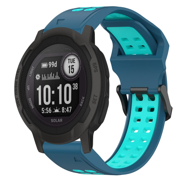 For Garmin Instinct 2S 20mm Two-Color Reverse Buckle Silicone Watch Band(Blue+Teal) - Watch Bands by PMC TechLife | Online Shopping South Africa | PMC TechLife