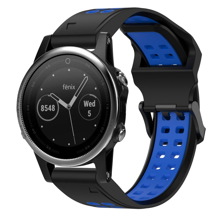 For Garmin Fenix 5S 20mm Two-Color Reverse Buckle Silicone Watch Band(Black+Blue) - Watch Bands by PMC TechLife | Online Shopping South Africa | PMC TechLife