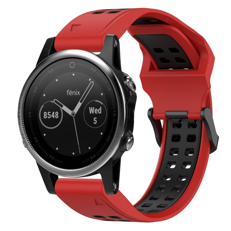 For Garmin Fenix 5S 20mm Two-Color Reverse Buckle Silicone Watch Band(Red+Black) - Watch Bands by PMC TechLife | Online Shopping South Africa | PMC TechLife