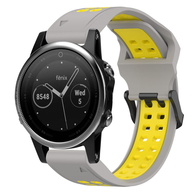 For Garmin Fenix 5S 20mm Two-Color Reverse Buckle Silicone Watch Band(Grey+Yellow) - Watch Bands by PMC TechLife | Online Shopping South Africa | PMC TechLife