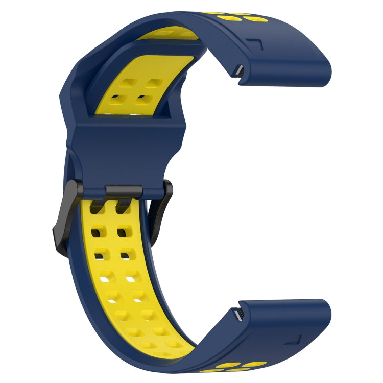 For Garmin Fenix 5S Plus 20mm Two-Color Reverse Buckle Silicone Watch Band(Blue+Yellow) - Watch Bands by PMC TechLife | Online Shopping South Africa | PMC TechLife