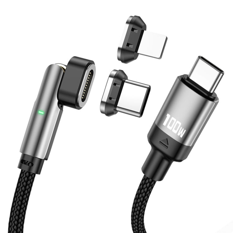 ENKAY 2 in 1 PD 100W / 27W 180 Degrees Rotation Magnetic Type-C / 8 Pin Fast Charging Data Cable with LED Light, Length:2m - Charging Cable & Head by ENKAY | Online Shopping South Africa | PMC TechLife | Buy Now Pay Later Mobicred