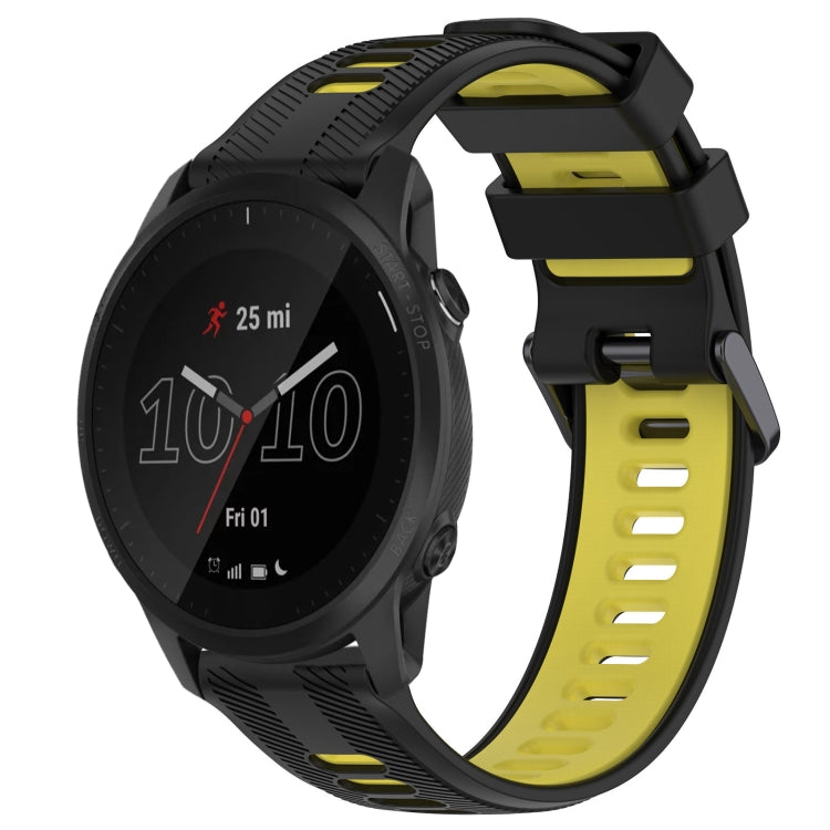 For Garmin Forerunner 945 Sports Two-Color Silicone Watch Band(Black+Yellow) - Watch Bands by PMC TechLife | Online Shopping South Africa | PMC TechLife