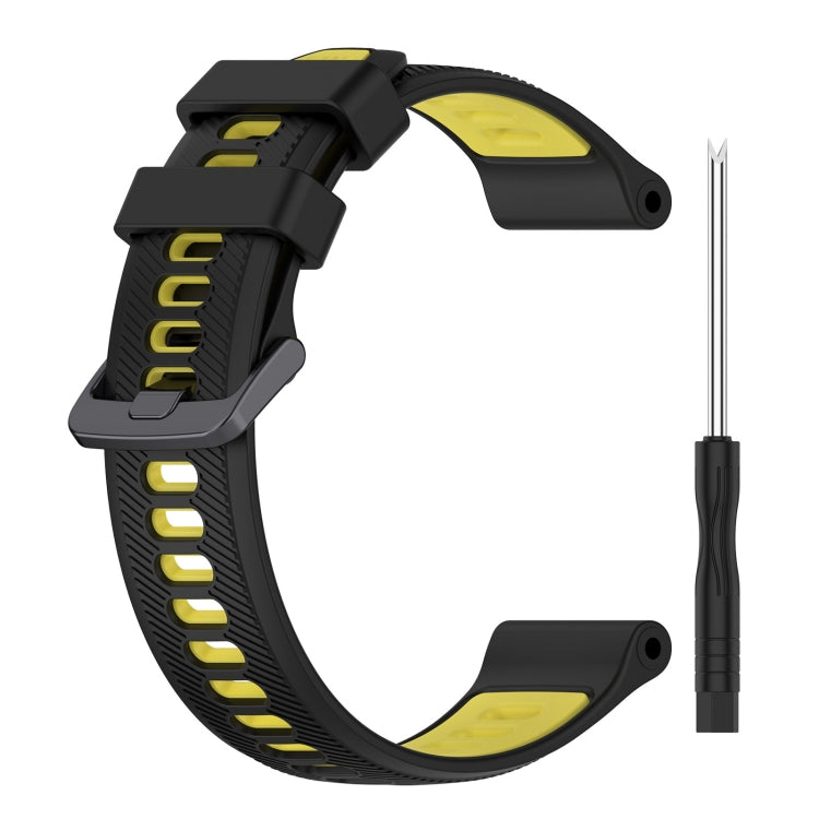 For Garmin Forerunner 945 Sports Two-Color Silicone Watch Band(Black+Yellow) - Watch Bands by PMC TechLife | Online Shopping South Africa | PMC TechLife