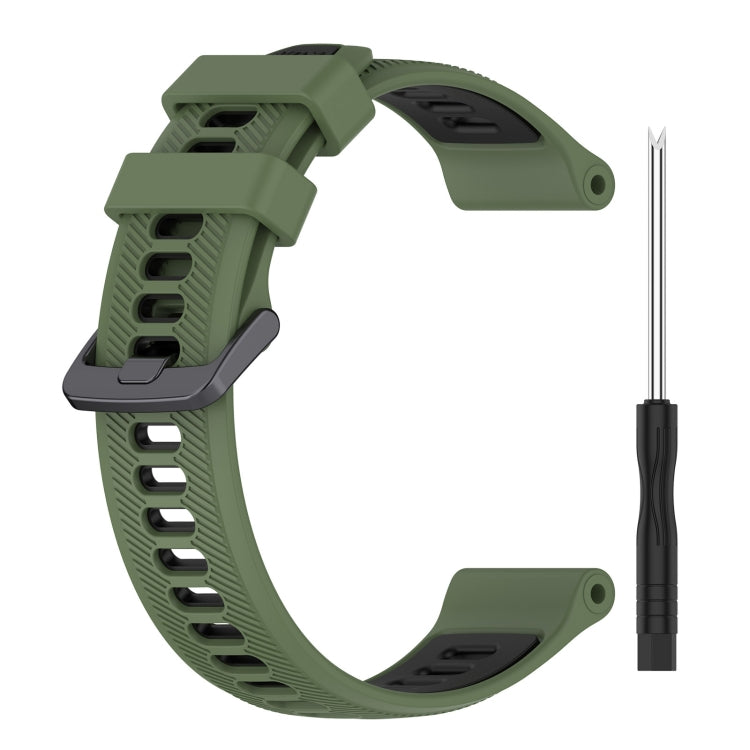 For Garmin Forerunner 945 Sports Two-Color Silicone Watch Band(Army Green+Black) - Watch Bands by PMC TechLife | Online Shopping South Africa | PMC TechLife