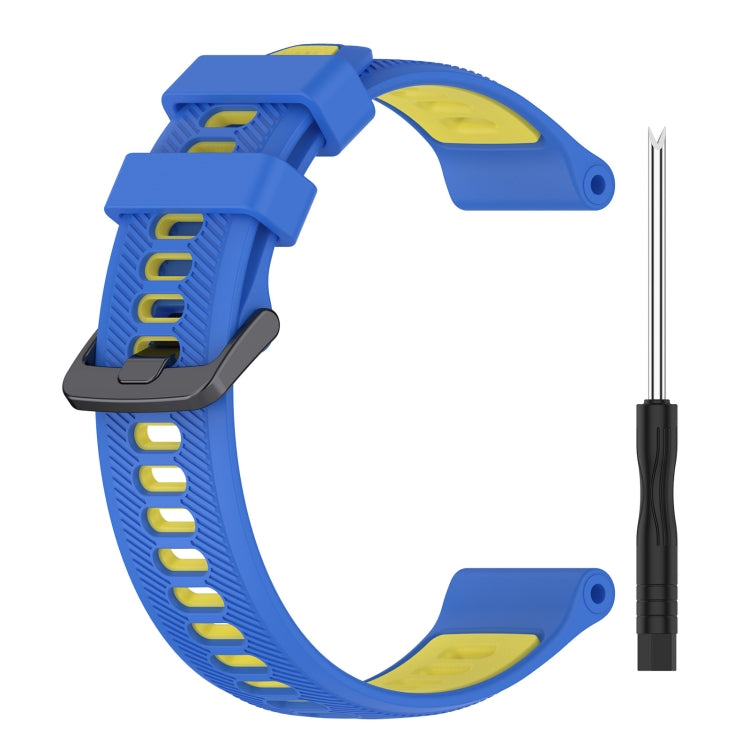 For Garmin Forerunner 945 Sports Two-Color Silicone Watch Band(Blue+Yellow) - Watch Bands by PMC TechLife | Online Shopping South Africa | PMC TechLife