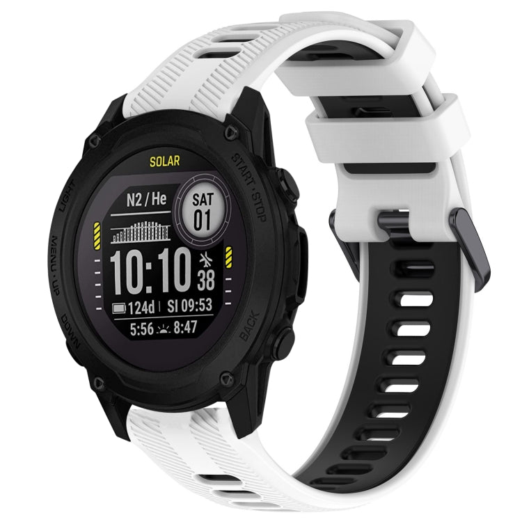 For Garmin Descent G1 Sports Two-Color Silicone Watch Band(White+Black) - Watch Bands by PMC TechLife | Online Shopping South Africa | PMC TechLife