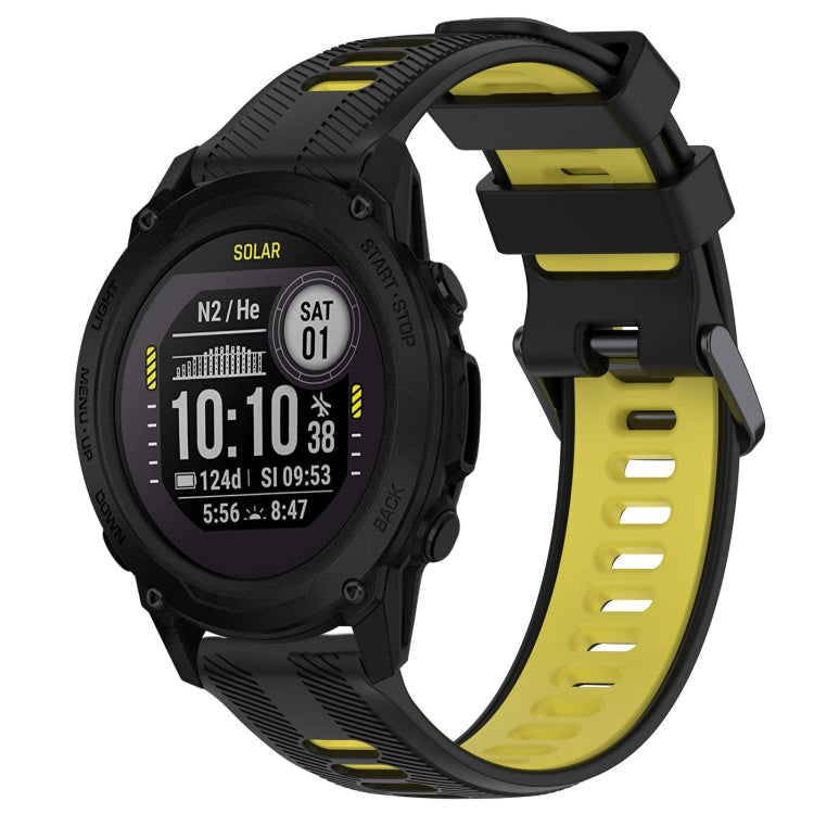 For Garmin Descent G1 Sports Two-Color Silicone Watch Band(Black+Yellow) - Watch Bands by PMC TechLife | Online Shopping South Africa | PMC TechLife