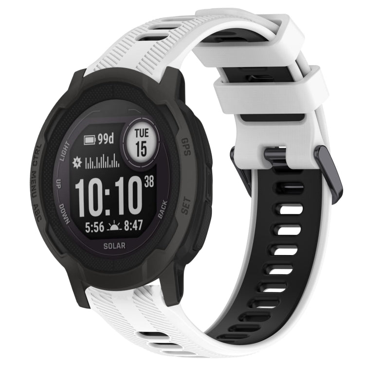 For Garmin Instinct 2 Solar Sports Two-Color Silicone Watch Band(White+Black) - Watch Bands by PMC TechLife | Online Shopping South Africa | PMC TechLife