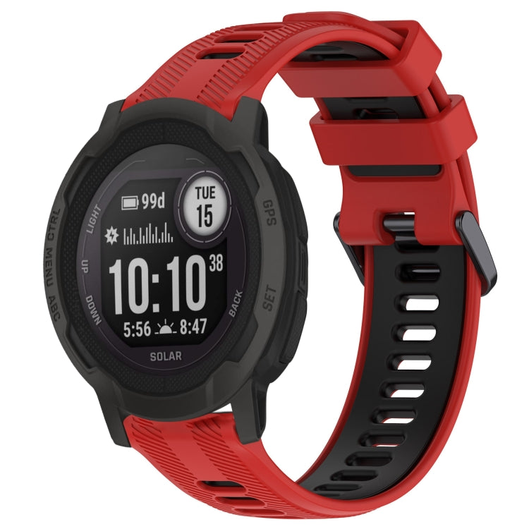 For Garmin Instinct 2 Solar Sports Two-Color Silicone Watch Band(Red+Black) - Watch Bands by PMC TechLife | Online Shopping South Africa | PMC TechLife