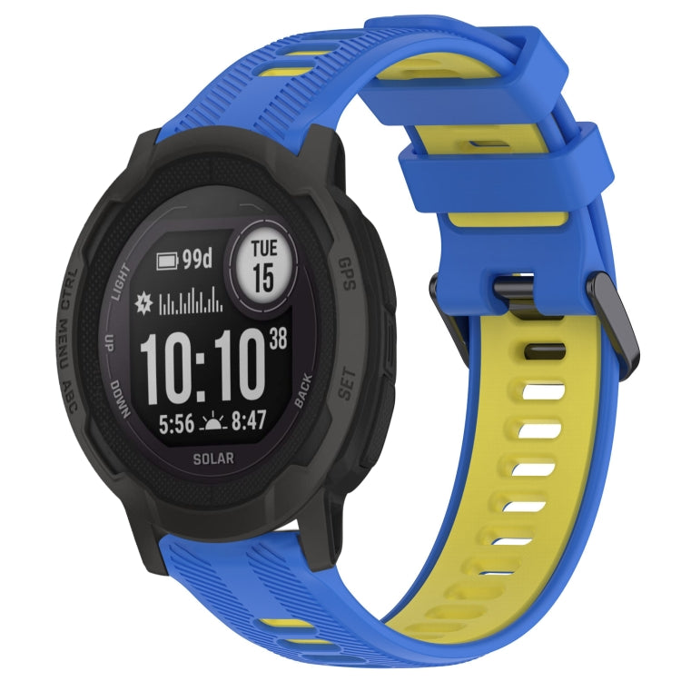 For Garmin Instinct 2 Solar Sports Two-Color Silicone Watch Band(Blue+Yellow) - Watch Bands by PMC TechLife | Online Shopping South Africa | PMC TechLife