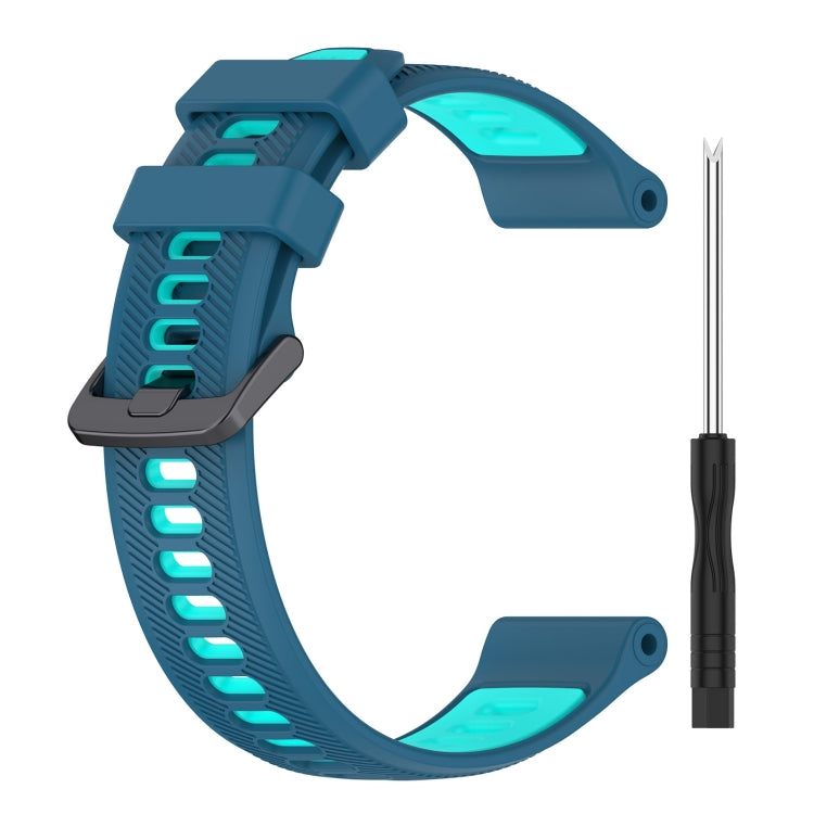 For Garmin Instinct 2 Solar Sports Two-Color Silicone Watch Band(Blue+Teal) - Watch Bands by PMC TechLife | Online Shopping South Africa | PMC TechLife